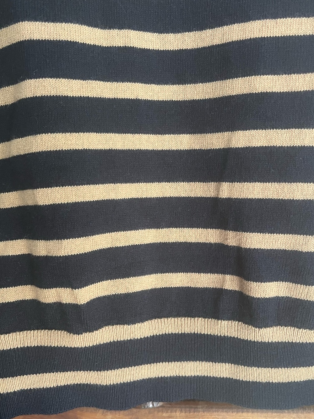 Boden NWT Liz Henley Navy and Tan Striped V‑Neck Polo Cotton Wool Blend Sweater - Picture 14 of 15